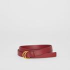 Burberry Burberry Slim Leather Double D-ring Belt, Size: 100, Red