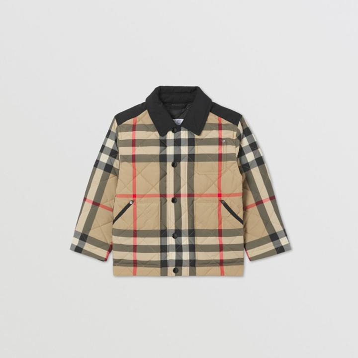 Burberry Burberry Childrens Logo Appliqu Check Diamond Quilted Jacket, Size: 14y