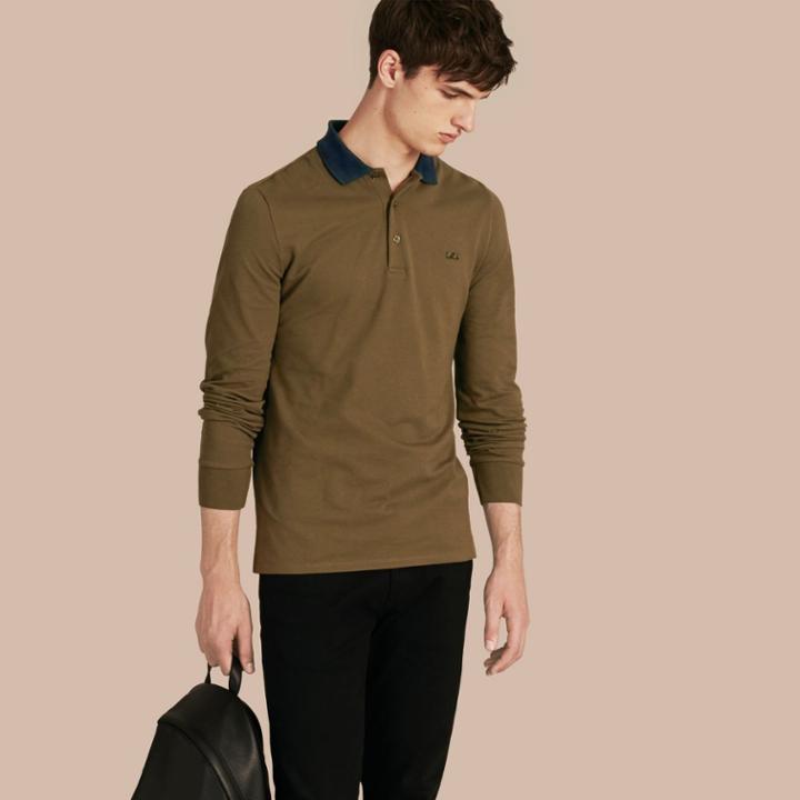 Burberry Burberry Contrast Tipping Cotton Piqu Polo Shirt, Size: Xs, Green