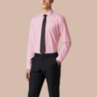 Burberry Burberry Modern Fit Striped Cotton Poplin Shirt, Size: 16, Pink