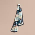 Burberry Burberry Reclining Figure: Bunched Print Cashmere Scarf, Blue