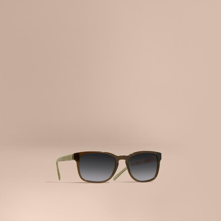 Burberry Burberry Check Detail Square Frame Sunglasses, Green
