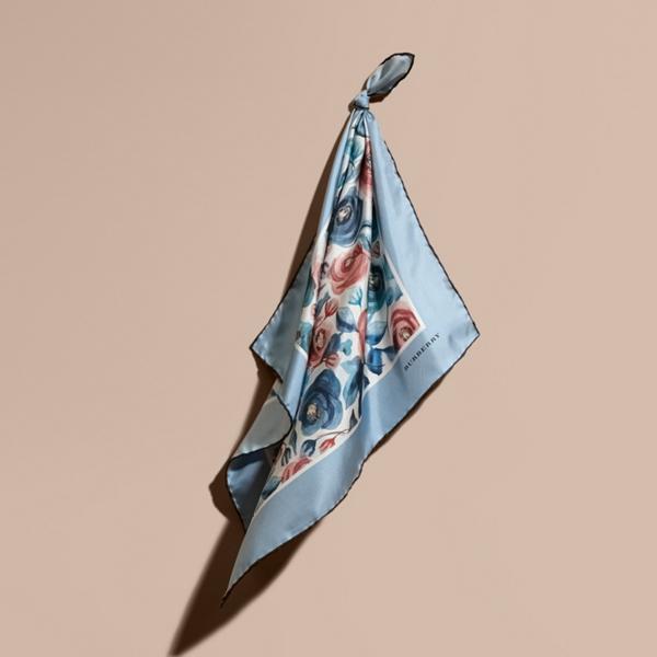 Burberry Watercolour Rose Print Silk Square -small