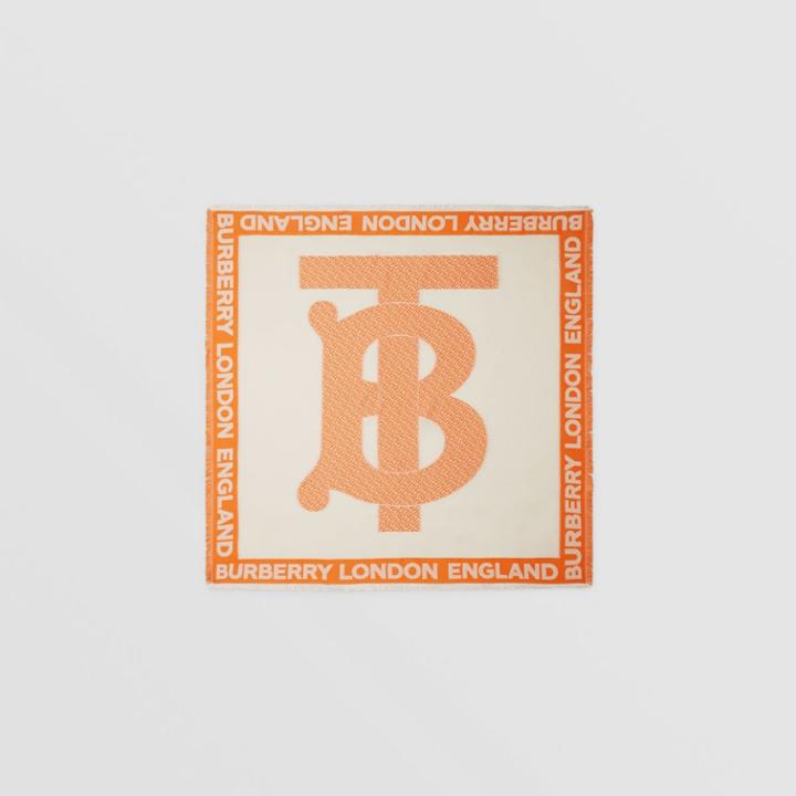 Burberry Burberry Monogram Fil Coup Silk Blend Large Square Scarf, Orange