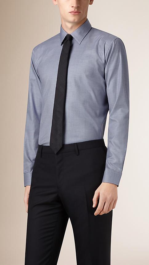 Burberry Modern Fit Micro Houndstooth Check Cotton Shirt