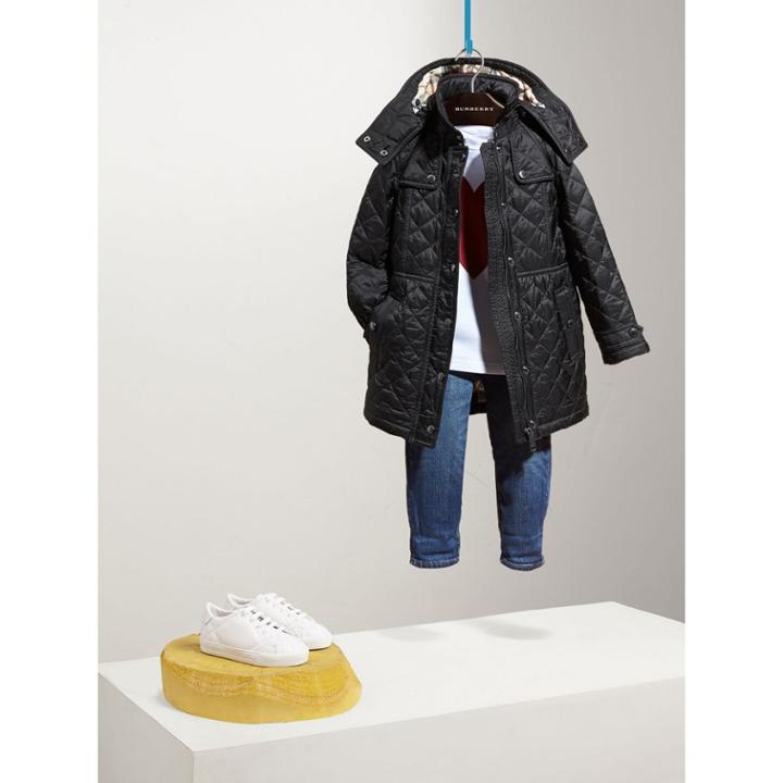Burberry Burberry Diamond Quilted Trench Coat, Size: 6y, Black