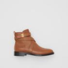 Burberry Burberry Monogram Motif Leather Ankle Boots, Size: 36.5, Brown