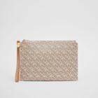 Burberry Burberry Monogram Print Leather Pouch, Beige
