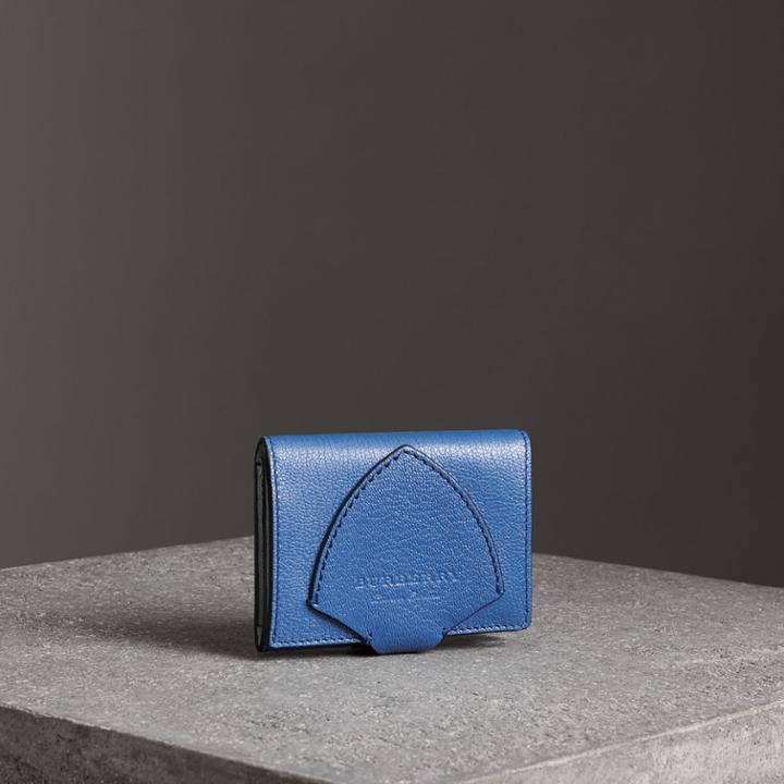 Burberry Burberry Equestrian Shield Two-tone Leather Folding Wallet, Blue