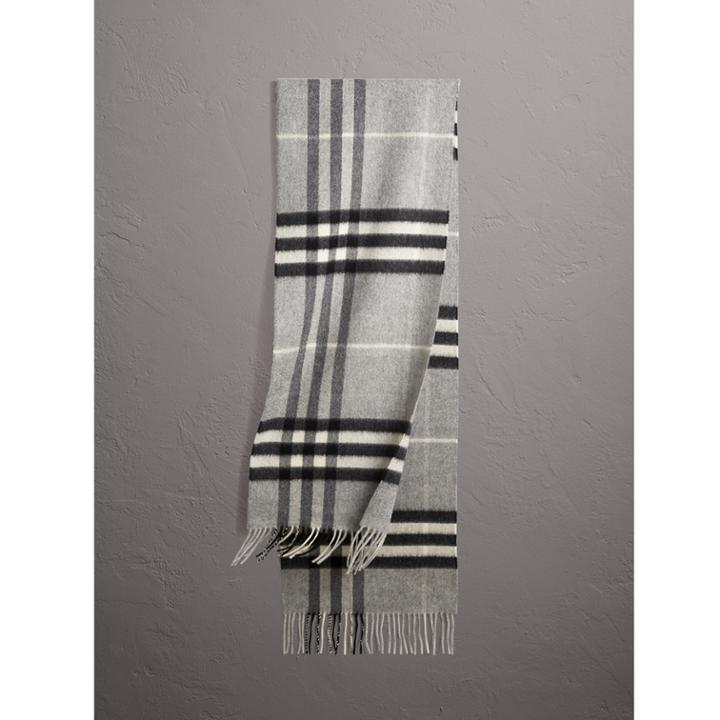 Burberry Burberry The Classic Check Cashmere Scarf, Grey
