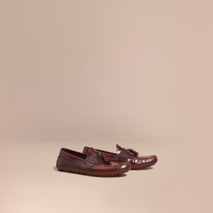 Burberry Burberry Tasselled Polished Leather Loafers, Size: 42, Red