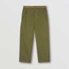 Burberry Burberry Contrast Trim Cotton Twill Trousers, Size: 40