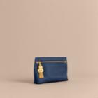 Burberry Burberry Two-tone Trench Leather Wristlet Pouch, Blue