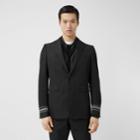 Burberry Burberry Classic Fit Stripe Detail Technical Twill Tailored Jacket, Size: 40r, Black
