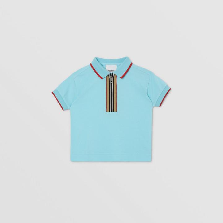 Burberry Burberry Childrens Icon Stripe Detail Cotton Zip-front Polo Shirt, Size: 2y, Blue