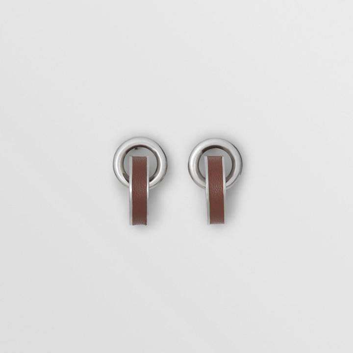 Burberry Burberry Leather Detail Double Grommet Earrings, Brown