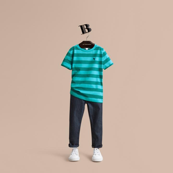 Burberry Burberry Striped Cotton T-shirt, Size: 14y, Blue