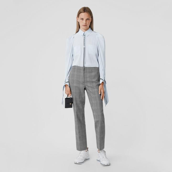 Burberry Burberry Logo Print Silk Crepe De Chine Shirt, Size: 04
