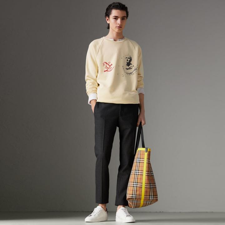 Burberry Burberry Portrait And Logo Print Cotton Sweatshirt, Yellow