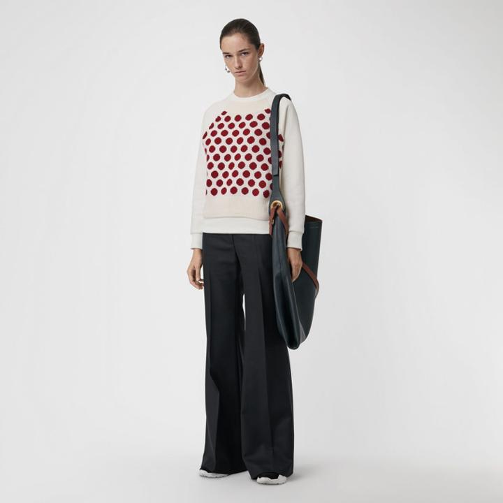 Burberry Burberry Spot Print Merino Wool And Jersey Sweater, White