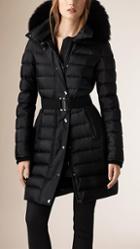 Burberry Down-filled Sateen Puffer With Fur Trimmed Hood