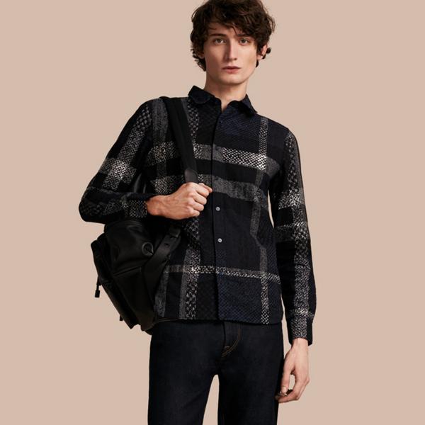 Burberry Herringbone Check Print Cotton Shirt