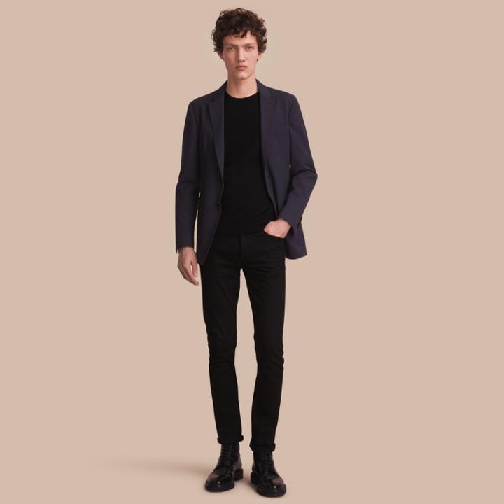 Burberry Burberry Stretch Cotton Seersucker Blazer, Size: 38r, Blue