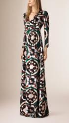 Burberry Prorsum Floor-length Tie-dye Print Silk Dress