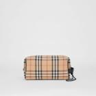 Burberry Burberry Vintage Check And Leather Pouch, Beige