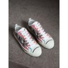 Burberry Burberry Doodle Print Coated Cotton Trainers, Size: 37, White