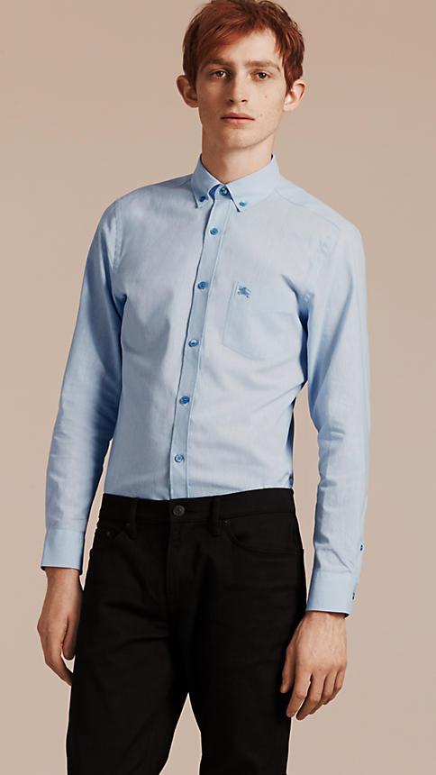 Burberry Regular Fit Button-down Cotton Linen Shirt