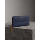 Burberry Burberry Two-tone Trench Leather Ziparound Wallet, Blue