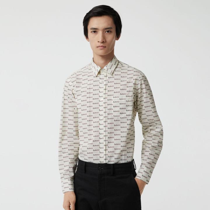 Burberry Burberry Logo Print Cotton Shirt, Size: Xl, White