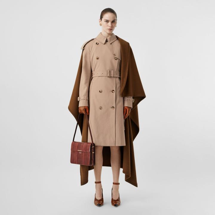 Burberry Burberry Blanket Detail Cotton Gabardine Trench Coat, Size: 06, Brown