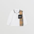 Burberry Burberry Childrens Long-sleeve Vintage Check Panel Cotton Polo Shirt, Size: 2y