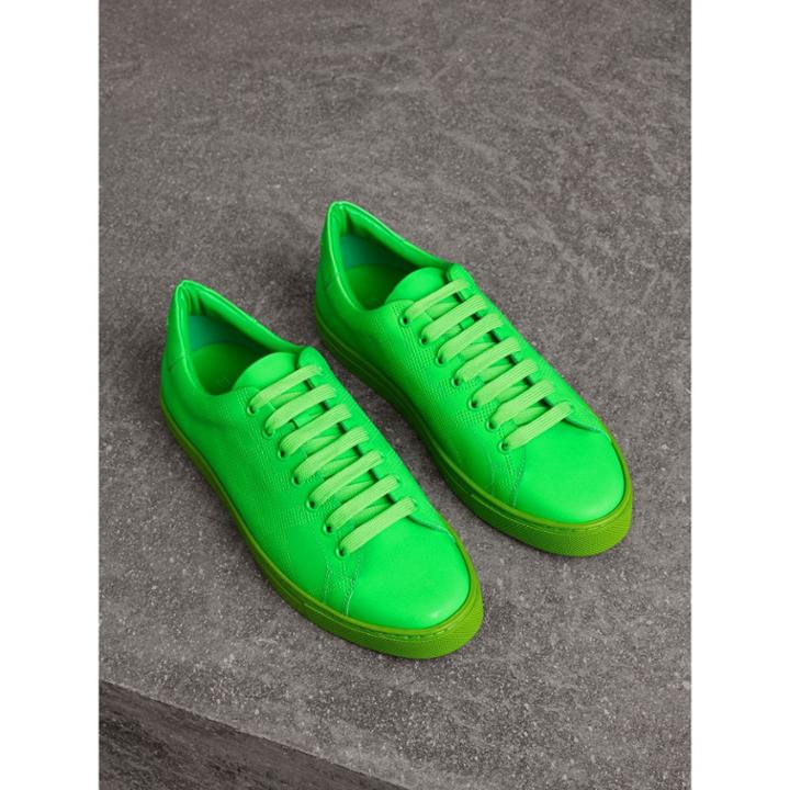 Burberry Burberry Perforated Check Leather Sneakers, Size: 40.5