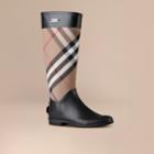 Burberry Burberry Check Panel Rain Boots, Size: 41, Brown