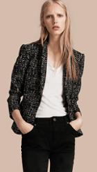 Burberry Tailored Wool Blend Tweed Jacket