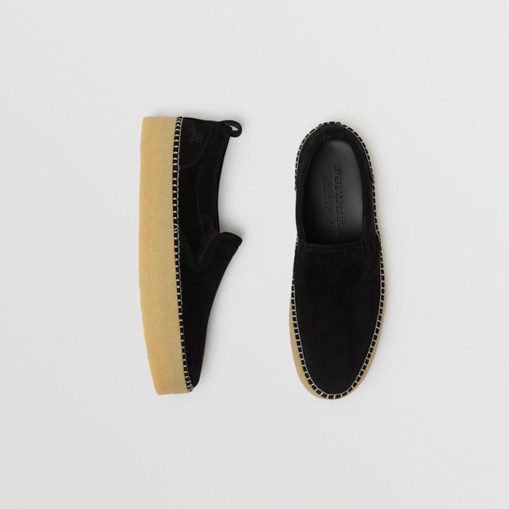Burberry Burberry Suede Slip-on Sneakers, Size: 44, Black