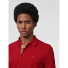 Burberry Burberry Check Placket Cotton Polo Shirt, Size: M, Red