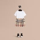 Burberry Burberry Pleated Check Cotton Skirt, Size: 12y, Beige