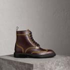 Burberry Burberry Topstitched Leather Derby Boots, Size: 39