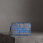 Burberry Burberry Graffiti Print Vintage Check Leather Zip Pouch, Blue