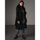 Burberry Burberry Detachable Fox Fur Collar Wool Blend Trench Coat, Size: 10, Black