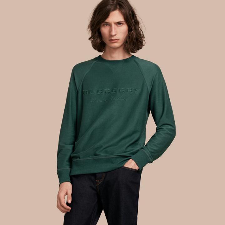 Burberry Burberry Embroidered Motif Cotton-blend Jersey Sweatshirt, Size: Xxl, Green