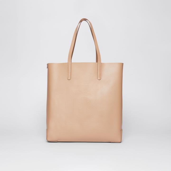 Burberry Burberry Large Embossed Monogram Motif Leather Tote, Brown