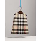 Burberry Burberry Pleated Washed Check Cotton A-line Dress, Size: 6m, Beige