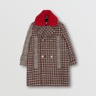 Burberry Burberry Childrens Detachable Collar Patchwork Check Wool Blend Coat, Size: 10y, Red