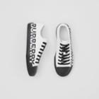 Burberry Burberry Logo Print Two-tone Cotton Gabardine Sneakers, Size: 43, White/black
