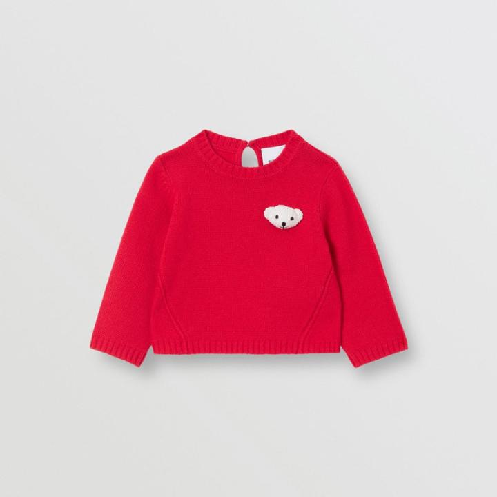 Burberry Burberry Childrens Thomas Bear Detail Wool Cashmere Sweater, Size: 2y, Red